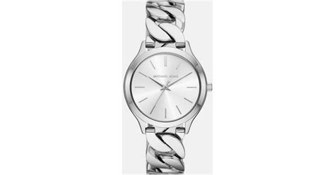 michael kors runway white stainless steel watch